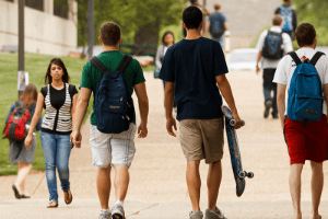 Students walking on campus